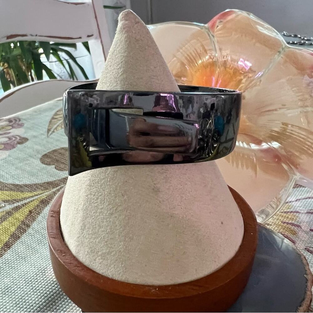 Gunmetal Hinged Bangle Bracelet - Picture 7 of 10
